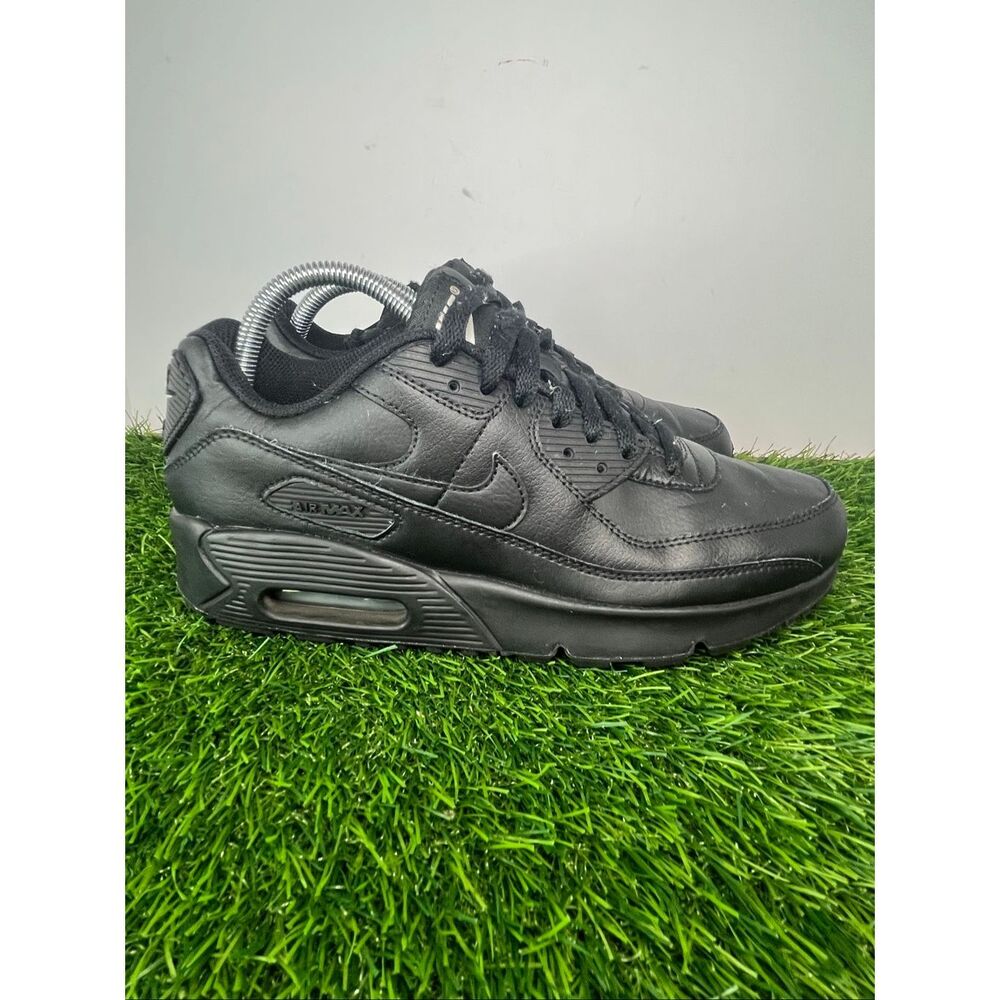 Nike Air Max 90 LTR Triple Black Leather Sneakers CD6864-001 Youth 7Y Women's 8. - Picture 5 of 10